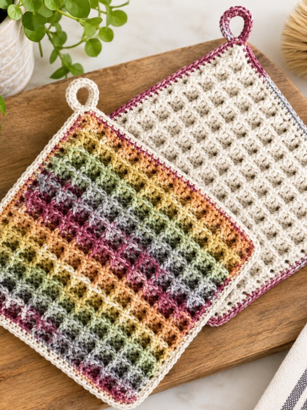 Handmade Crochet Dishcloth Set - Home Accents - Fall Colors - 100% Cotton